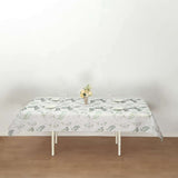 60x102inch White Green Non-Woven Rectangular Table Cover With Olive Leaves Print, Spring Summer