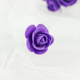 48 Roses | 1Inch Purple Real Touch Artificial DIY Foam Rose Flowers With Stem, Craft Rose Buds
