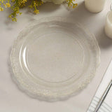 12 Pack | 7inch Clear Gold Glittered Premium Plastic Dessert Salad Plates