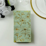 50 Pack Sage Green 2-Ply Paper Party Napkins with Gold Magnolia Flowers Print