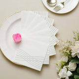 White Silver Airlaid Linen-Feel Paper Cocktail Napkins, Disposable Beverage Napkins Silver Foil