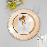 6 Pack 13inch Beaded Gold Acrylic Charger Plate, Plastic Round Dinner Charger Event Tabletop