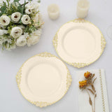 10 Pack | 8inch Round Plastic Dessert Salad Plates In Vintage Ivory