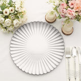 6 Pack | 13inch Silver Scalloped Shell Pattern Plastic Charger Plates