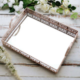 Fleur De Lis Rose Gold/Blush Metal Decorative Vanity Serving Tray with handles