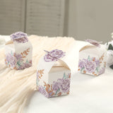 25 Pack Lavender Peony Floral Top Candy Gift Boxes, Lilac Cardstock Paper Party Favor Boxes - 3inch