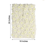 11 Sq ft. | Cream 3D Silk Rose and Hydrangea Flower Wall Mat Backdrop