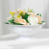 3 Pack White Roman Style Footed Compote Flower Bowl Vase 10inch Round Decorative Plastic Pedestal