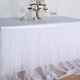 14FT White Extra Long 48 inch Two Layered Tulle & Satin Table Skirt