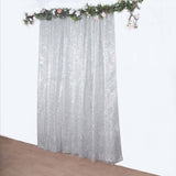 8ft Silver Metallic Fringe Shag Photo Backdrop Drapery Panel, Shimmery Tinsel Polyester Divider