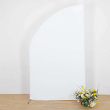 8ft White Spandex Fitted Wedding Arch Cover For Half Moon Top Chiara Backdrop Stand