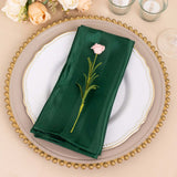 5 Pack Hunter Emerald Green Striped Satin Linen Napkins, Wrinkle-Free Reusable Wedding Napkins