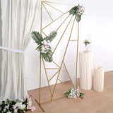 7ft Tall Gold Metal Rectangular Geometric Flower Frame Prop Stand