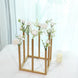 Gold Metal 8-Tubes Single Stemmed Flower Vase Centerpiece with Hollow Square Base