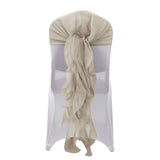 Beige Chiffon Curly Chair Sash