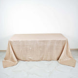 90x132Inch Beige Accordion Crinkle Taffeta Rectangular Tablecloth