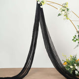 20ft Black Gauze Cheesecloth Fabric Wedding Arch Drapery, Window Scarf Valance, Boho Decor