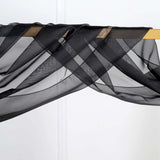 18ft | Black Wedding Arch Drapery Fabric Window Scarf Valance, Sheer Organza Linen