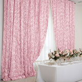 8ftx8ft Blush Satin Rosette Event Curtain Drapes, Backdrop Event Panel