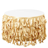 14FT Champagne Curly Willow Taffeta Table Skirt