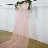 5ftx14ft Premium Blush / Rose Gold Chiffon Curtain Panel, Backdrop Ceiling Drapery With Rod Pocket