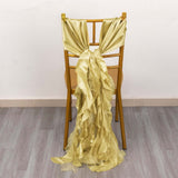 5 Pack Champagne Curly Willow Chiffon Satin Chair Sashes