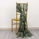 5 Pack Eucalyptus Sage Green Curly Willow Chiffon Satin Chair Sashes