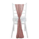 5 Pack | Dusty Rose Gauze Cheesecloth Boho Chair Sashes - 16inch x 88inch