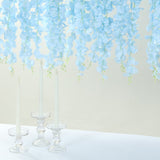 42inch Silk Hanging Wisteria Flower Garland Vines in Blue, Elaborated 5 Full Strands in 1 Bush