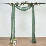 20ft Olive Green Gauze Cheesecloth Fabric Wedding Arch Drapery, Window Scarf Valance, Boho Decor