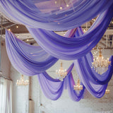 Premium Purple Chiffon Curtain Panel, Backdrop Ceiling Drapery With Rod Pocket