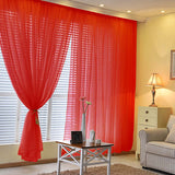 Red Fire Retardant Sheer Organza Premium Curtain Panel Backdrops With Rod Pockets - 10ftx10ft