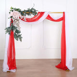 18ft | Red Wedding Arch Drapery Fabric Window Scarf Valance, Sheer Organza Linen