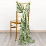 5 Pack Sage Green Curly Willow Chiffon Satin Chair Sashes