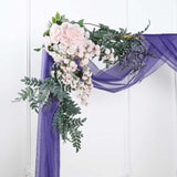 18ft | Purple Wedding Arch Drapery Fabric Window Scarf Valance, Sheer Organza Linen