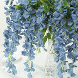 5 Pack 44inch Silk Hanging Wisteria Flower Garland Vines in Dusty Blue, Elaborated