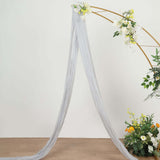 20ft Silver Gauze Cheesecloth Fabric Wedding Arch Drapery, Window Scarf Valance, Boho Decor