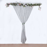 8ft Silver Metallic Fringe Shag Photo Backdrop Drapery Panel, Shimmery Tinsel Polyester Divider