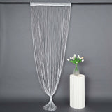 3ftx8ft White/Silver Silk Tassel String Curtains, Decorative Room Divider Panels