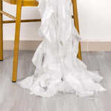 5 Pack White Curly Willow Chiffon Satin Chair Sashes