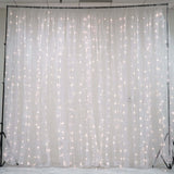 20ftx10ft White Sheer Organza w/Warm LED Lights Decorative Curtain Panel