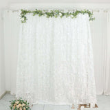 8ftx8ft White 3D Leaf Petal Taffeta Fabric Event Curtain Drapery