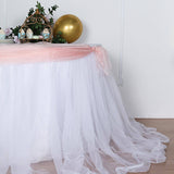 14FT White Extra Long 48 inch Two Layered Tulle & Satin Table Skirt