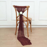 5 Pack | Burgundy Gauze Cheesecloth Boho Chair Sashes - 16inch x 88inch