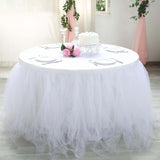 14FT | 4 Layer Tulle Tutu Pleated Table Skirts