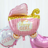 Girl Baby Shower Mylar Foil Balloon Set Balloon Bouquet With Ribbon, Gender Reveal Party Decorations