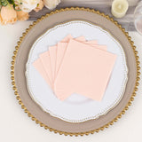 Blush Rose Gold Soft Linen-Feel Airlaid Paper Cocktail Napkins, Highly Absorbent Disposable