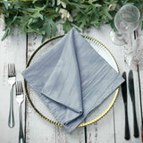 5 Pack | Dusty Blue Accordion Crinkle Taffeta Dinner Napkins | 20x20Inch#whtbkgd