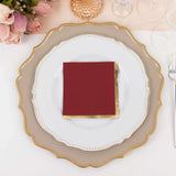 50 Pack Burgundy Disposable Cocktail Napkins with Gold Foil Edge