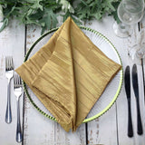 5 Pack | Gold Accordion Crinkle Taffeta Dinner Napkins | 20x20Inch#whtbkgd